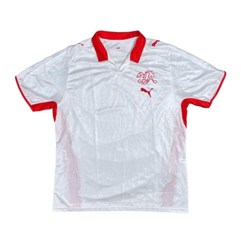 Puma Switzerland 2008 White Red Away Soccer Football Jersey Mens XL